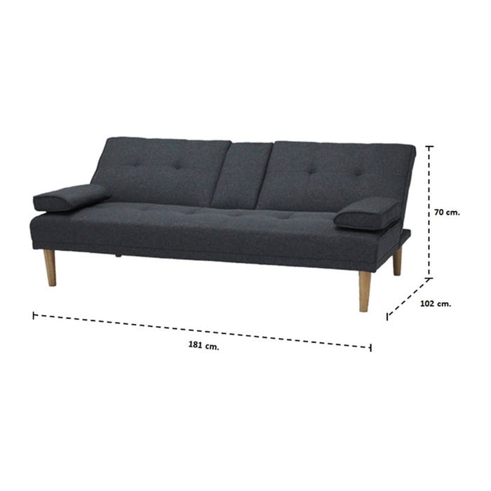Fadium Sofa Bed - Natural Wood Legs - Dark Gray