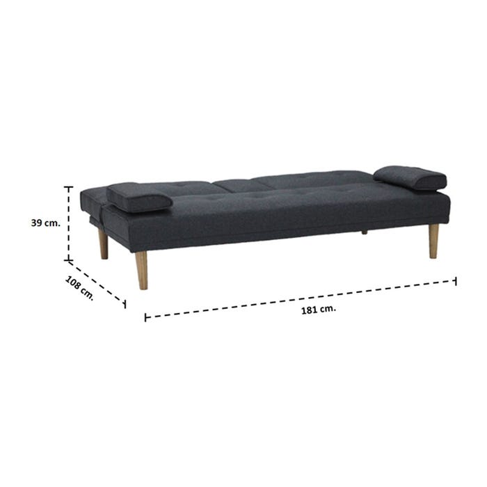 Fadium Sofa Bed - Natural Wood Legs - Dark Gray