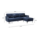 Sevan Sofa - 2S+Corner - Black Leg - Dark Blue Fabric
