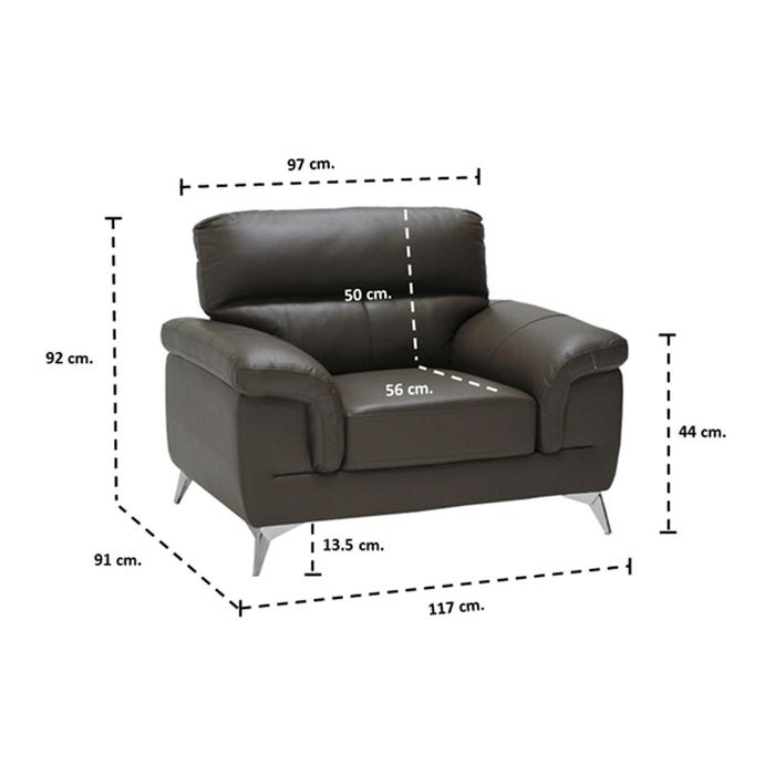 Gamonee Sofa 1Seater - Genuine Leather/SL Brown 