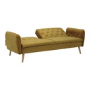 Cotin Sofa Bed - Wood - Yellow Velvet