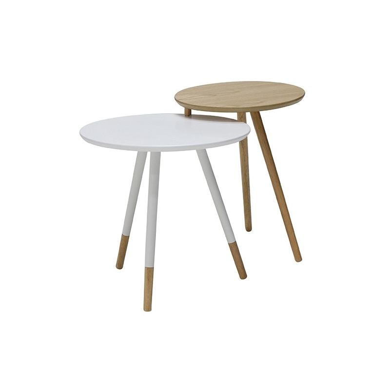 Aino End Table - White/Natural Rubber Wood