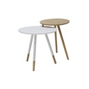 Aino End Table - White/Natural Rubber Wood