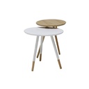 Aino End Table - White/Natural Rubber Wood