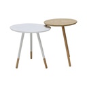 Aino End Table - White/Natural Rubber Wood