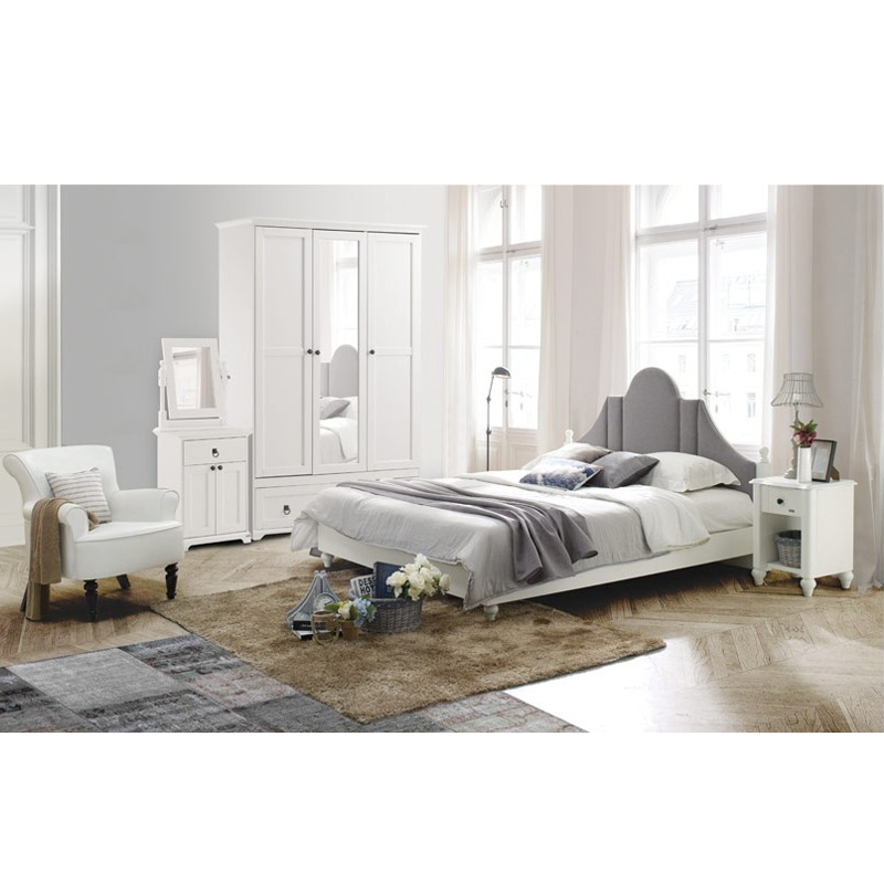 Pheona Bed 5ft-White/Grey Cushion