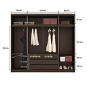 Zen Wardrobe 240cm Wide - Royal Acacia/Golden Mirror