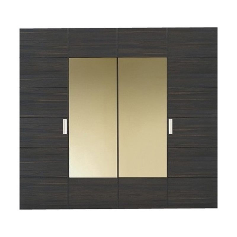 Zen Wardrobe 240cm Wide - Royal Acacia/Golden Mirror