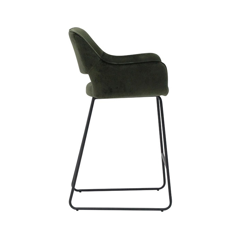 Bar Stool Yabber - Black Leg/Green Velvet