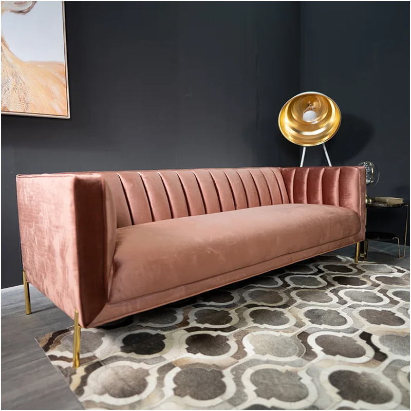 Zerene Sofa 3Seater - Pink Velvet