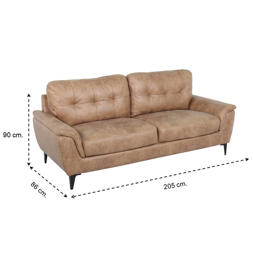 Morniya Sofa 3Seater - Fabric Black/Brown