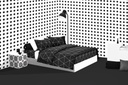 Lotus Black &amp; White - KS Fitted Bedsheet Set-5pcs - LI-BW-01B