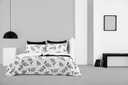 Lotus Black &amp; White - KS Fitted Bedsheet Set-5pcs - LI-BW-02W