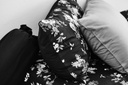 Lotus Black &amp; White - KS Fitted Bedsheet Set-5pcs - LI-BW-03B