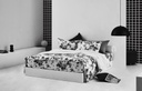 Lotus Black &amp; White - KS Fitted Bedsheet Set-5pcs - LI-BW-03W
