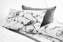 Lotus Black &amp; White - KS Fitted Bedsheet Set-5pcs - LI-BW-04W