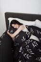 Lotus Black &amp; White - QS Fitted Bedsheet Set-5pcs - LI-BW-02B