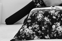 Lotus Black &amp; White - QS Fitted Bedsheet Set-5pcs - LI-BW-03B