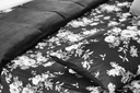Lotus Black &amp; White - QS Fitted Bedsheet Set-5pcs - LI-BW-03B