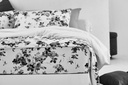 Lotus Black &amp; White - QS Fitted Bedsheet Set-5pcs - LI-BW-03W
