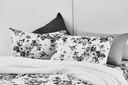 Lotus Black &amp; White - QS Fitted Bedsheet Set-5pcs - LI-BW-03W