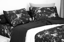 Lotus Black &amp; White - QS Fitted Bedsheet Set-5pcs - LI-BW-04B
