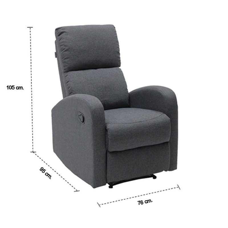 Zixar Recliner 1 Seater - Grey Fabric - 1RE