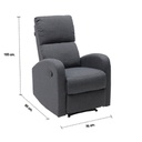 Zixar Recliner 1 Seater - Grey Fabric - 1RE