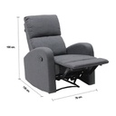 Zixar Recliner 1 Seater - Grey Fabric - 1RE