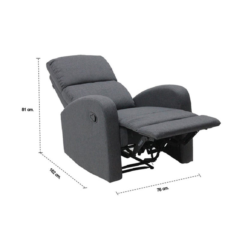 Zixar Recliner 1 Seater - Grey Fabric - 1RE