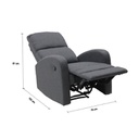 Zixar Recliner 1 Seater - Grey Fabric - 1RE