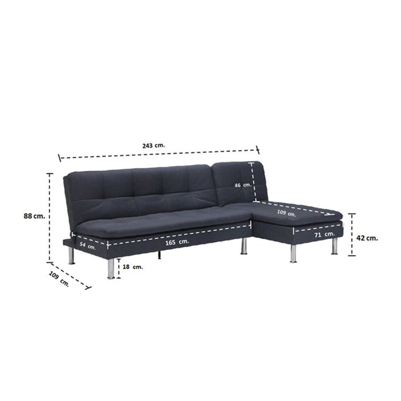 Yono Sofa Corner - Dark Blue Fabric