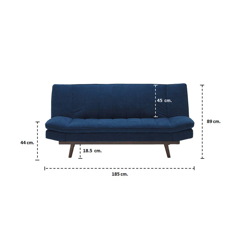 Malicia Sofa Bed - Wood Legs - Navy Blue Fabric