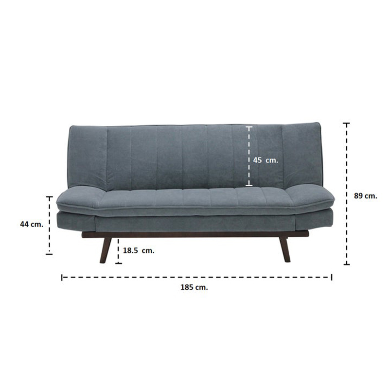 Malicia Sofa Bed - Brown Wood Legs - Grey Fabric