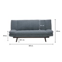 Malicia Sofa Bed - Brown Wood Legs - Grey Fabric