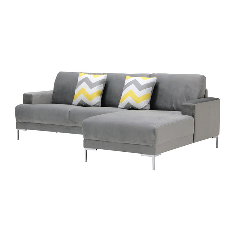 Hammy Sofa - ONL Right - Grey Velvet/Yellow Pattern