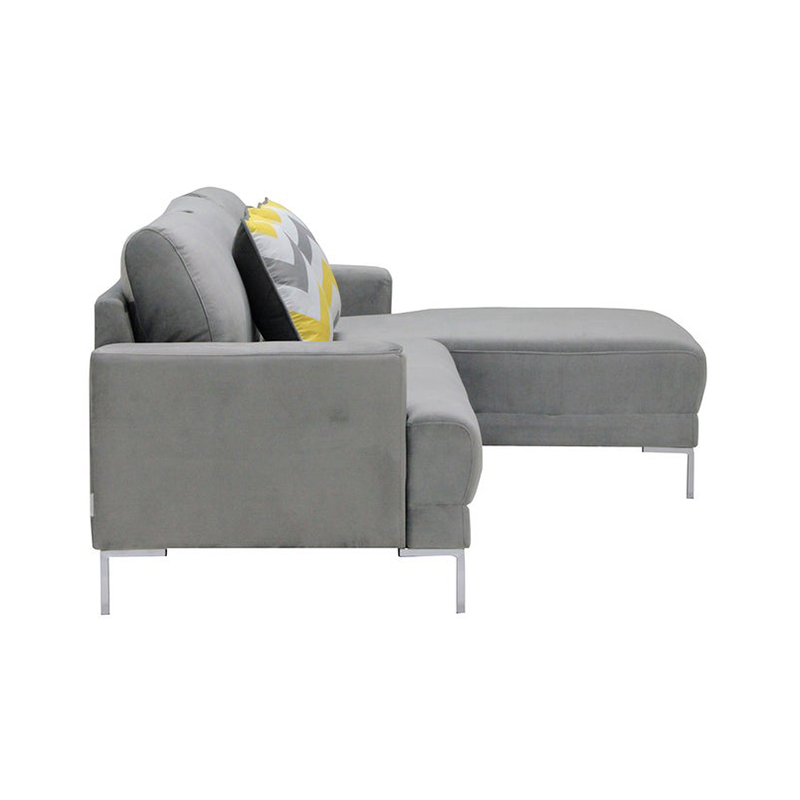 Hammy Sofa - ONL Right - Grey Velvet/Yellow Pattern