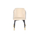 Lazlo Dining Chair - Gold/Black Steel Legs - Velvet Dark Blue/Cream