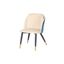 Lazlo Dining Chair - Gold/Black Steel Legs - Velvet Dark Blue/Cream