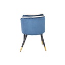 Lazlo Dining Chair - Gold/Black Steel Legs - Velvet Dark Blue/Cream