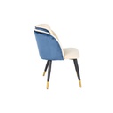Lazlo Dining Chair - Gold/Black Steel Legs - Velvet Dark Blue/Cream