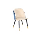 Lazlo Dining Chair - Gold/Black Steel Legs - Velvet Dark Blue/Cream