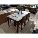 Waolin Dining Table A160 - White Stone Pattern - Walnut