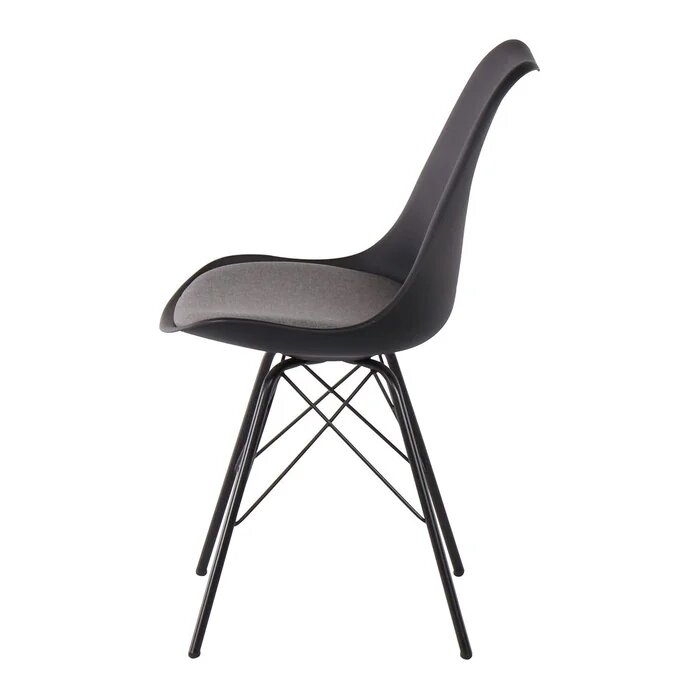 Ashira Dining Chair - Black Steel Leg - Black/Light Grey Fabric