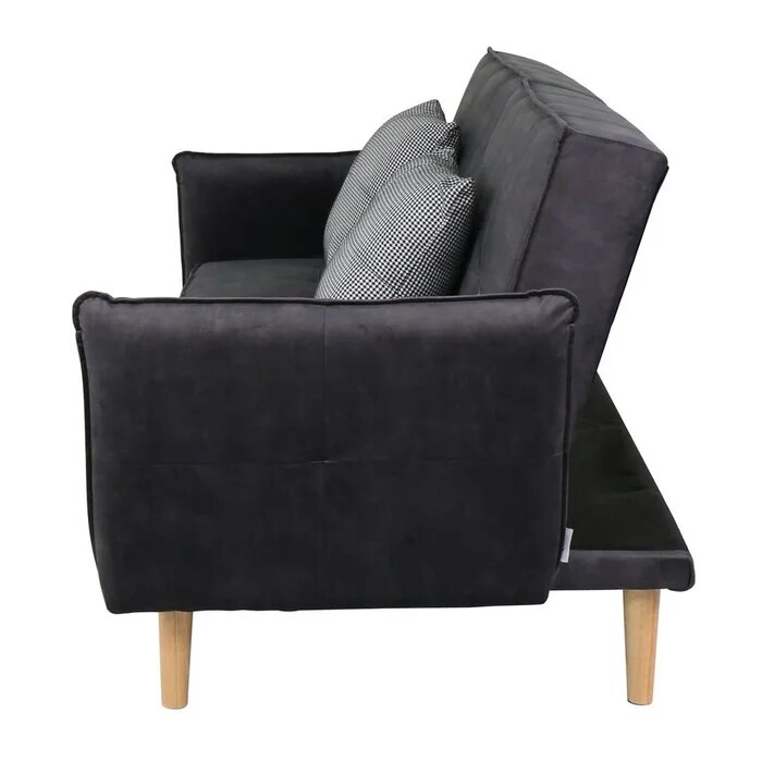 College Sofa Bed-Wood/Dark Grey Velvet