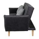 College Sofa Bed-Wood/Dark Grey Velvet