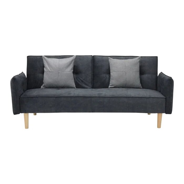 College Sofa Bed-Wood/Dark Grey Velvet