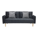 College Sofa Bed-Wood/Dark Grey Velvet