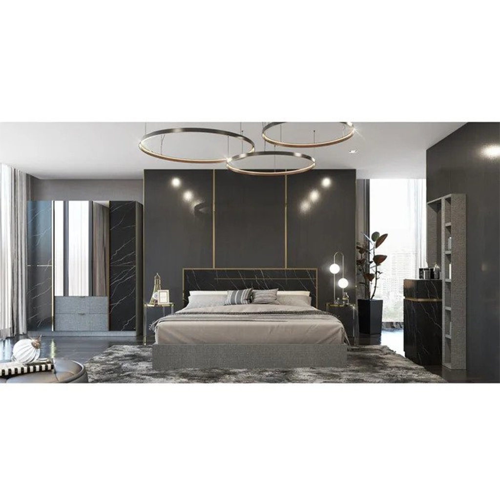 Marseille Bedroom Set 6ft - Grey Linen/BLMQ