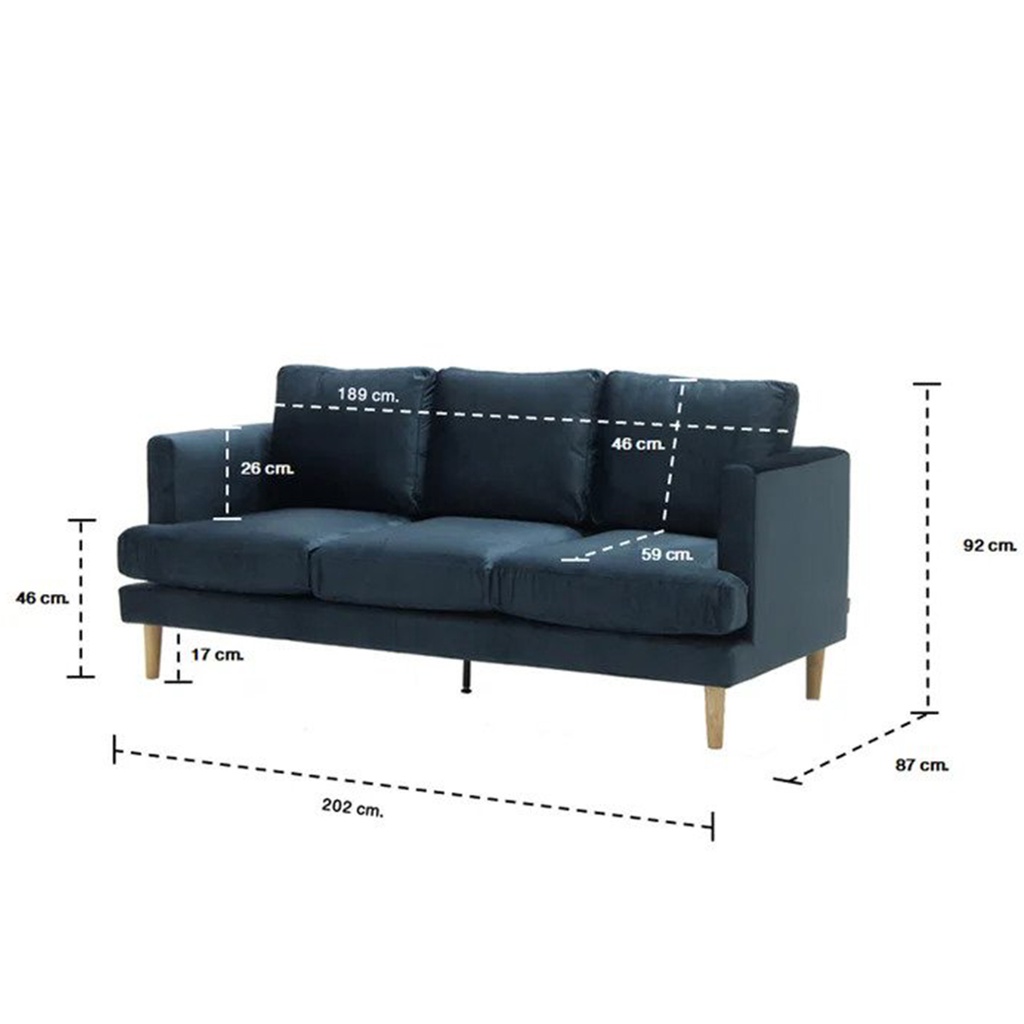 Russell Sofa 3 Seater-Dark Blue